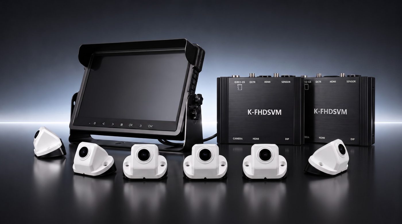 KADEA K-FHDSVM system: dual processing boxes, 10.1-inch monitor and six FHD cameras